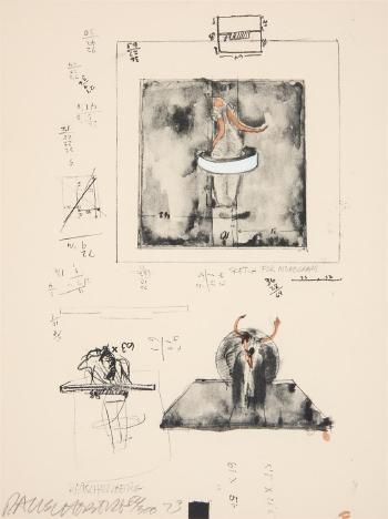 Robert Rauschenberg - Sketch For Monogram (From New York Collection For Stockholm)-1973 Robert Rauschenberg - Sketch For Monogram (From New York Collection For Stockholm)-1973