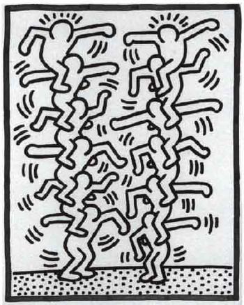 Keith Haring - Pyramid of people-1985 Keith Haring - Pyramid of people-1985