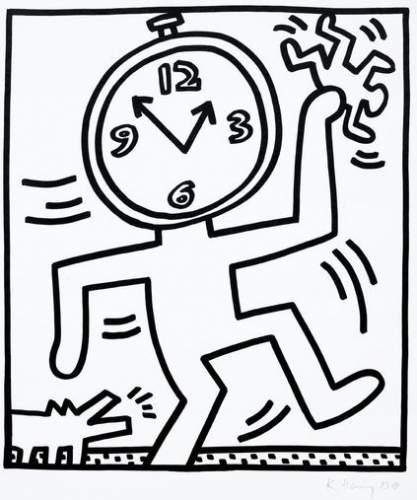 Keith Haring - Time's Running-1983 Keith Haring - Time's Running-1983