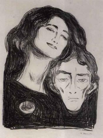 Salome, Self portrait with Eva Mudocci / Salome - Selvportrett med Eva Mudocci (Woll 245, Schiefler 213)-1903 Salome, Self portrait with Eva Mudocci / Salome - Selvportrett med Eva Mudocci (Woll 245, Schiefler 213)-1903