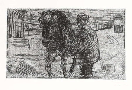 Mann med Hest I / Man with Horse (Woll nr. 496 I)-1915 Mann med Hest I / Man with Horse (Woll nr. 496 I)-1915