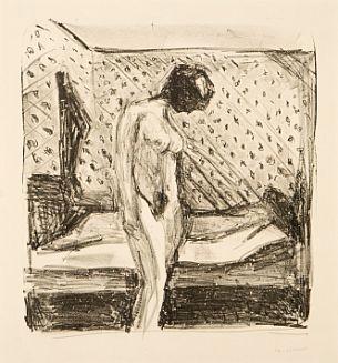 Gratende Ung Kvinne ved Sengen / Weeping young woman by the bed / Nackte junge Frau in einem Zimmer (W. 713)-1930 Gratende Ung Kvinne ved Sengen / Weeping young woman by the bed / Nackte junge Frau in einem Zimmer (W. 713)-1930