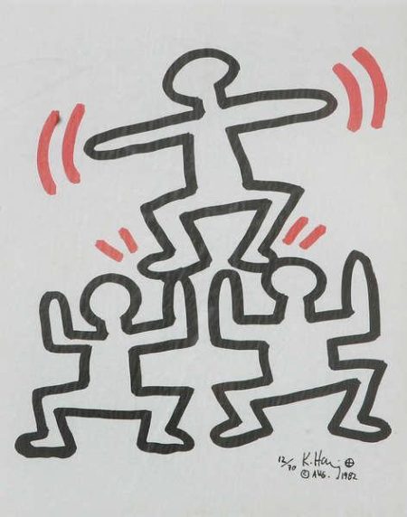Keith Haring - 3 Man Pyramid-1982 Keith Haring - 3 Man Pyramid-1982