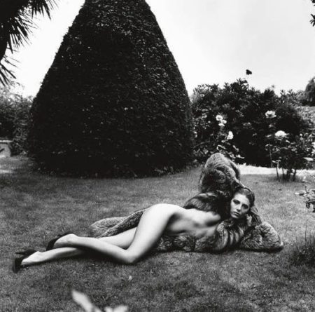 Nu En Renard Argente, Nice (nude In Silver Fox Coat, Reclining In Front Of A Hedge)-1981 Nu En Renard Argente, Nice (nude In Silver Fox Coat, Reclining In Front Of A Hedge)-1981