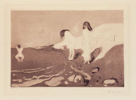 Badende Madchen / Badende Frauen / Badende Kvinner / Women Bathing / Girls Bathing (Woll 18 / b / V (v XV.))-1895 Badende Madchen / Badende Frauen / Badende Kvinner / Women Bathing / Girls Bathing (Woll 18 / b / V (v XV.))-1895