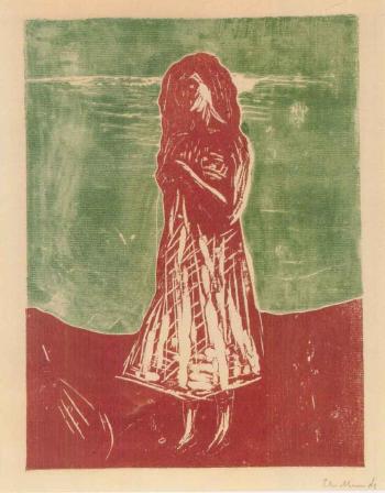 Junge Frau am Strand-1912 Junge Frau am Strand-1912