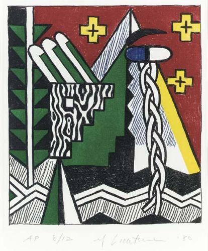 Two Figures with Teepee, from American Indian Theme Series-1980 Two Figures with Teepee, from American Indian Theme Series-1980