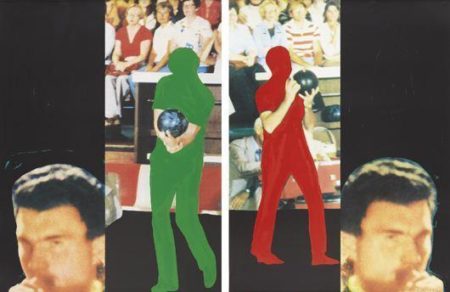 A French Horn Player, a Square Blue Moon, and Other Subjects Series: Two Bowlers (with Questioning Person)-1994 A French Horn Player, a Square Blue Moon, and Other Subjects Series: Two Bowlers (with Questioning Person)-1994