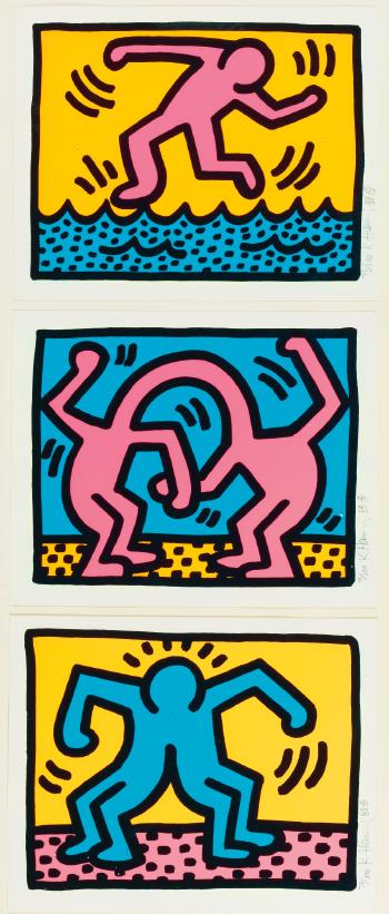 Keith Haring - Pop Shop II: Three Plates-1988 Keith Haring - Pop Shop II: Three Plates-1988