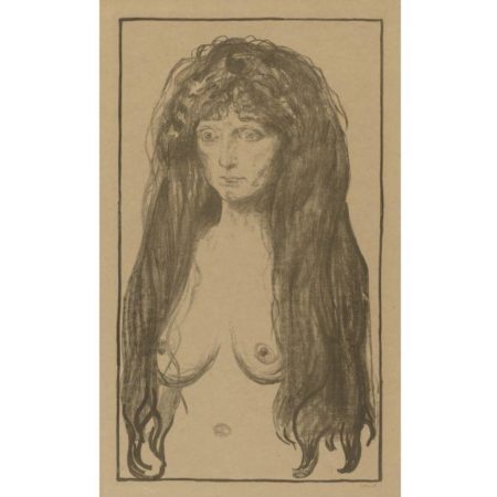 Kvinne med Rodt Har og Gronne Oyne, Synden / Woman with Red Hair and Green Eyes, The Sin / Aktfigur, Die Sunde / Nude figure, Sin / Madchen mit langen roten Haaren, Die Sunde, Weibliche Aktfigur (Sch. 142; W. 198)-1902 Kvinne med Rodt Har og Gronne Oyne, Synden / Woman with Red Hair and Green Eyes, The Sin / Aktfigur, Die Sunde / Nude figure, Sin / Madchen mit langen roten Haaren, Die Sunde, Weibliche Aktfigur (Sch. 142; W. 198)-1902