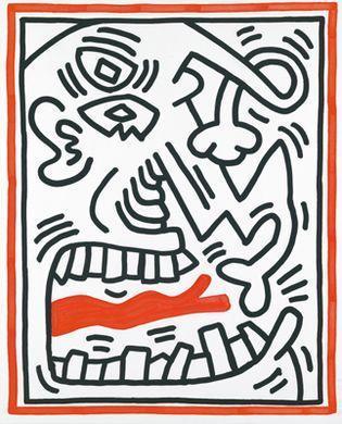 Keith Haring - One Plate, from Three Lithographs-1985 Keith Haring - One Plate, from Three Lithographs-1985