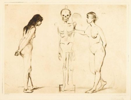 Die Beiden Madchen und das Gerippe / Kvinnene ved skjelettet / The Women and the Skeleton (Schiefler 44, Willoch 36, Woll 51)-1896 Die Beiden Madchen und das Gerippe / Kvinnene ved skjelettet / The Women and the Skeleton (Schiefler 44, Willoch 36, Woll 51)-1896