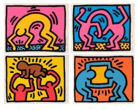 Keith Haring - Pop Shop II (nrs. 2 & 4); Pop Shop IV (nr. 2); Pop Shop VI (nr. 2)-1989 Keith Haring - Pop Shop II (nrs. 2 & 4); Pop Shop IV (nr. 2); Pop Shop VI (nr. 2)-1989