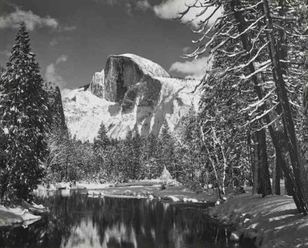 Half Dome, Merced River, Winter, Yosemite National Park, California-1938 Half Dome, Merced River, Winter, Yosemite National Park, California-1938