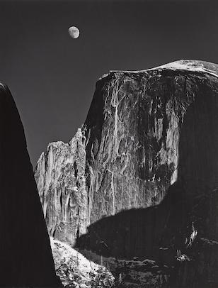 Moon and Half Dome, Yosemite National Park, California-1960 Moon and Half Dome, Yosemite National Park, California-1960