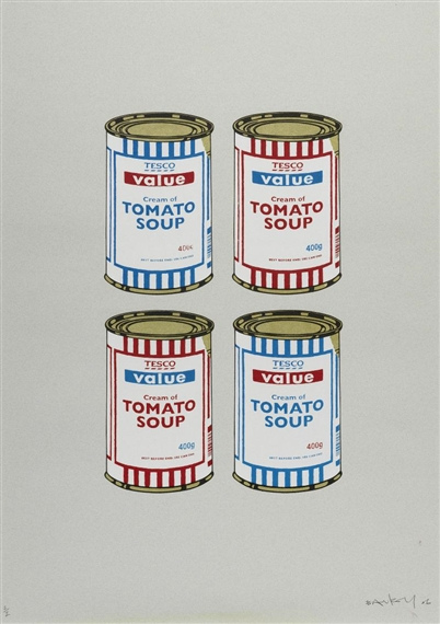 4 Soup Cans, Red and Blue on Grey-2006 4 Soup Cans, Red and Blue on Grey-2006
