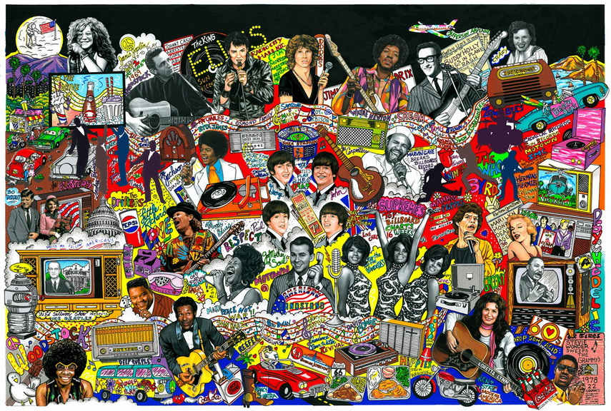 The original mixed media works are painted by hand and signed in the gallery