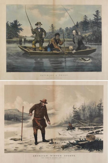 Currier & Ives (Publishers) - Catching a Trout; American Winter Sports: Trout Fishing- Currier & Ives (Publishers) - Catching a Trout; American Winter Sports: Trout Fishing-