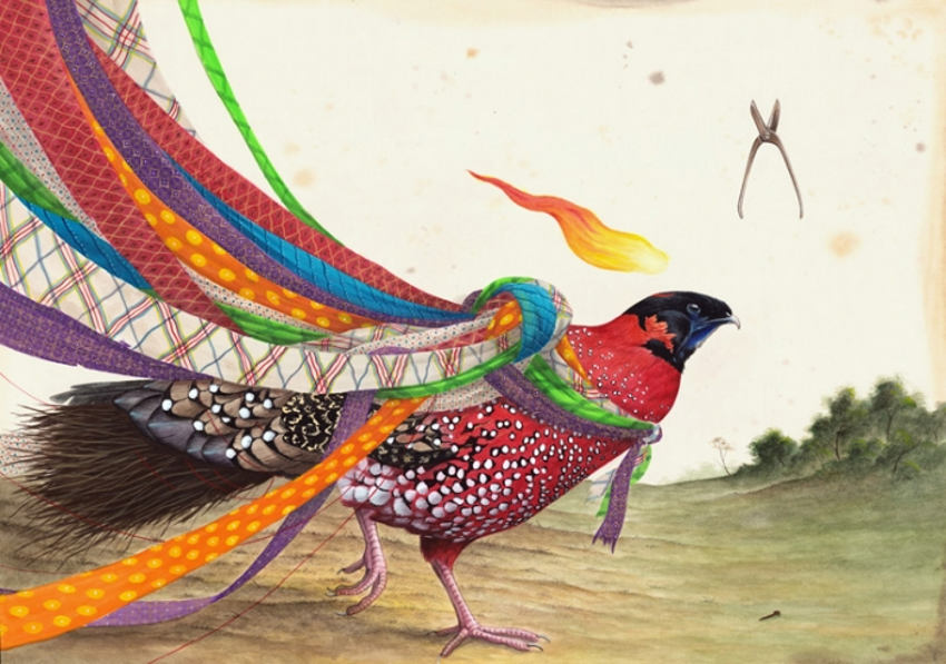 watercolor and gouache on cotton paper artwork by el gato chimney