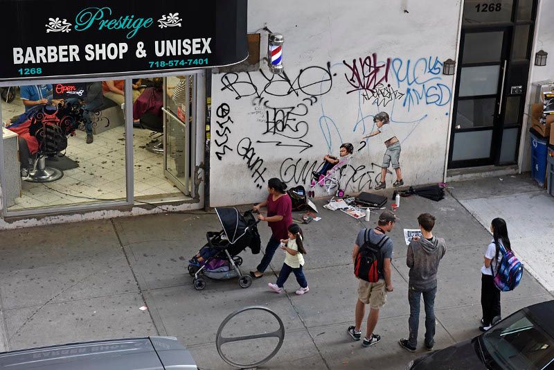 Ernest Zacharevic - You be the Kid ill be the Mum street view #2 - Photo Credit Martha Cooper