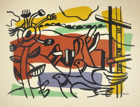 Composition aux deux oiseaux-1954 Composition aux deux oiseaux-1954