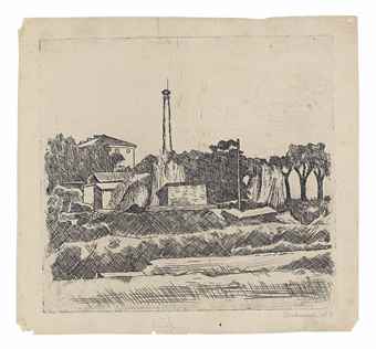 Paesaggio con ciminiera (Sobborghi di Bologna)-1926 Paesaggio con ciminiera (Sobborghi di Bologna)-1926