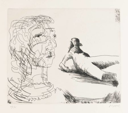 Head Of Girl And Reclining Figure-1979 Head Of Girl And Reclining Figure-1979