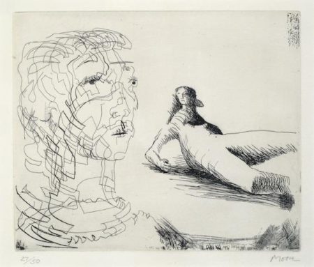 Head of a Girl and Reclining Figure-1979 Head of a Girl and Reclining Figure-1979