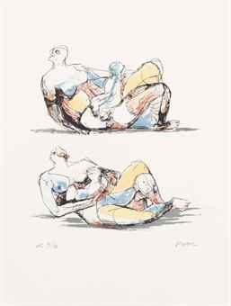 Two Reclining Mother and Child Studies-1979 Two Reclining Mother and Child Studies-1979