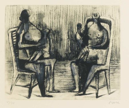 Two Seated Figures With Children-1976 Two Seated Figures With Children-1976