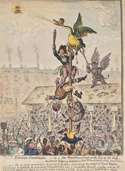 Election-Candidates;-or- The Republican-Goose at the Top of the Polae; Triumphal Procession of Little-Paul-The Taylor upon his new-Goose-1807 Election-Candidates;-or- The Republican-Goose at the Top of the Polae; Triumphal Procession of Little-Paul-The Taylor upon his new-Goose-1807