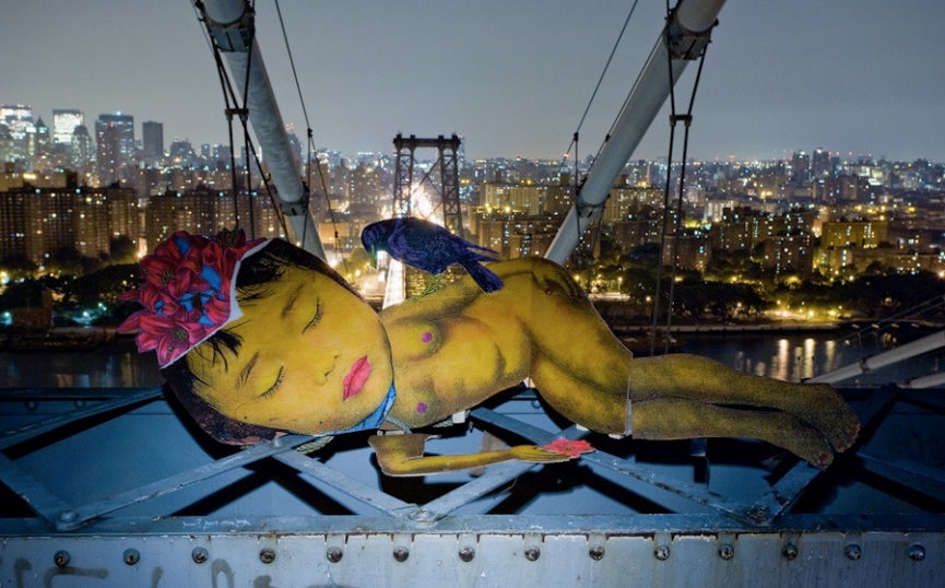 judith supine collage artwork in new york city