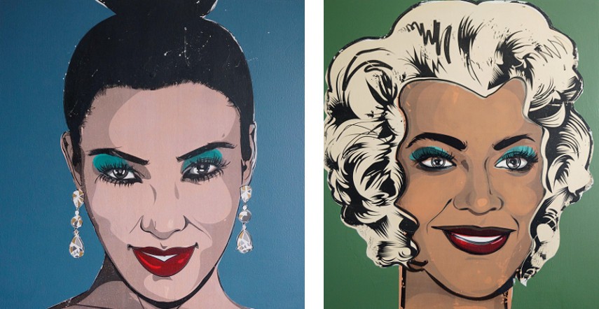 Kestin Cornwall - A Modern Monroe - A Portrait of Kim Kardashian West, 2016 (left), Beyonce Monroe - A Portrait of Beyonce Knowles Carter, 2016 (right)