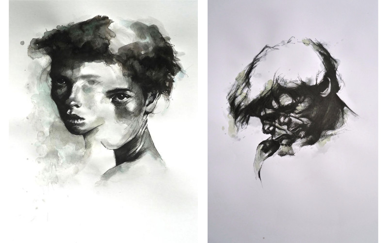 Left Simon Riley - In Flux V, 2015, Right Simon Riley - In Flux X, 2015