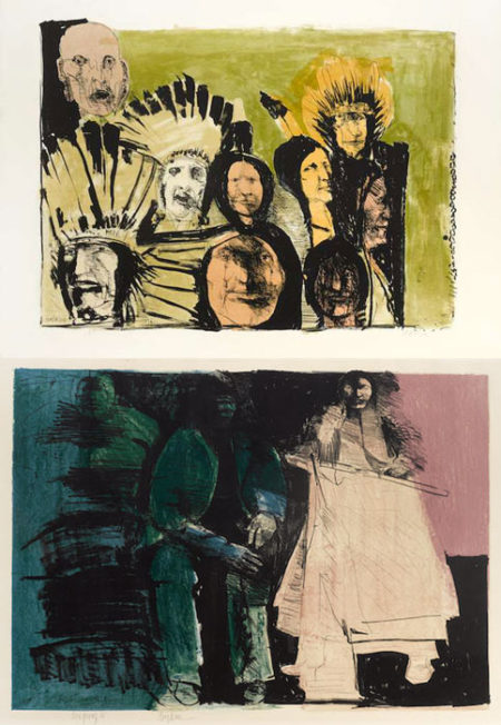 At the Bureau; Cheyenne Woman in the Robes of a Secret Society; Sioux with Green Oval; Indian Faces-1974 At the Bureau; Cheyenne Woman in the Robes of a Secret Society; Sioux with Green Oval; Indian Faces-1974