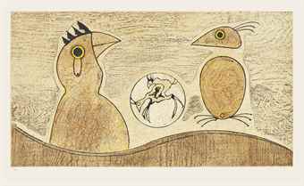 Deux Oiseaux (Ochre) & Deux Oiseaux (Blue)-1975 Deux Oiseaux (Ochre) & Deux Oiseaux (Blue)-1975