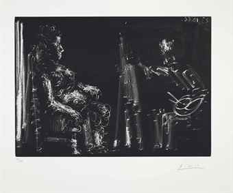 Peintre et modele allonge-1966 Peintre et modele allonge-1966