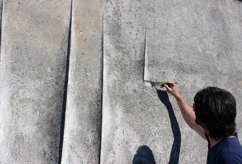 Pejac - Wallcanvas - Tribute to Lucio Fontana - Santander, Spain, 2014, street art, mural