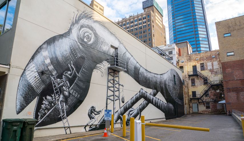 Phlegm - A Mural in Jacksonville, Florida, 2016 - Image courtesy of Iryna Kanishcheva