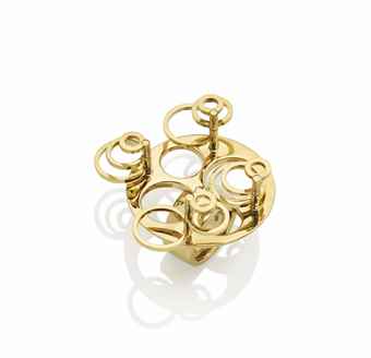 Bague 12 Anneaux Sur 4 Tiges En Or-2004 Bague 12 Anneaux Sur 4 Tiges En Or-2004