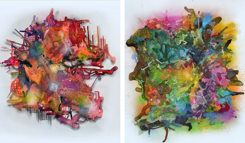 Puppet Industries - Clean White, 2015 (Left), Climbing Grids, 2015 (Right)