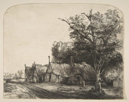 Landscape With Three Gabled Cottages Beside a Road-1650 Landscape With Three Gabled Cottages Beside a Road-1650