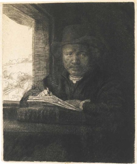 Self Portrait Drawing At A Window-1648 Self Portrait Drawing At A Window-1648
