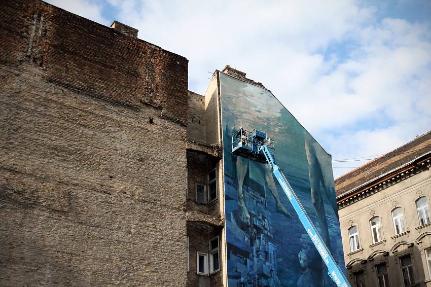 SEPE and CHAZME - Blue in Green, work in progress, Szines Varos Festival, Budapest Hungary 2016, photo credits of the artist