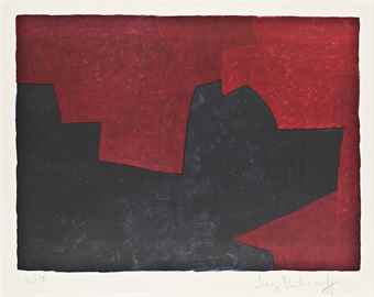 Composition in Burgundy Red and Blue-1969 Composition in Burgundy Red and Blue-1969