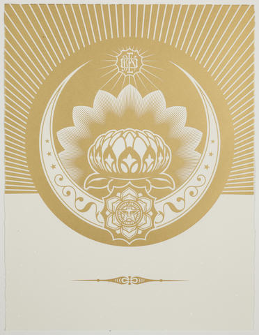 Obey Lotus Crescent (White & Gold)-2013 Obey Lotus Crescent (White & Gold)-2013