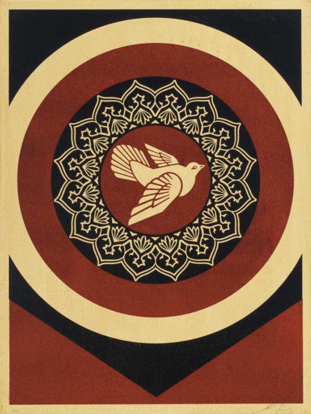 Peace Dove Black and Red on Wood-2011 Peace Dove Black and Red on Wood-2011