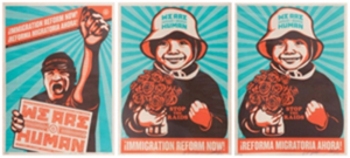Shepard Fairey & Ernesto Yerena - We are Human - Triptych-2009 Shepard Fairey & Ernesto Yerena - We are Human - Triptych-2009