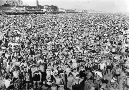 Crowd at Coney Island, Temperature 89 degrees...They Came Early, and Stayed Late, July 22-1940 Crowd at Coney Island, Temperature 89 degrees...They Came Early, and Stayed Late, July 22-1940