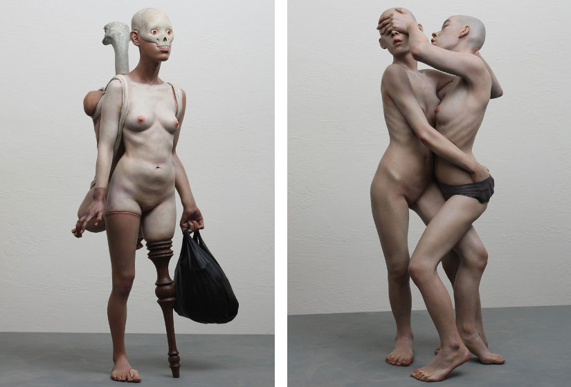 Xooang Choi – Condition for Ordinary Settlement, 2012 (Left) / Isometric Female, 2013 (Right), olio su resina